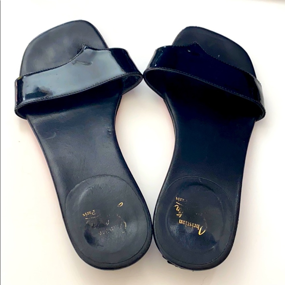 Christian Louboutin patent leather slides